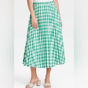 Target A New Day Green Gingham Pleated Midi
